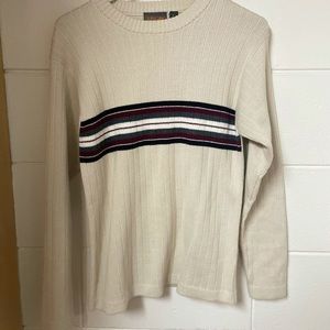 VINTAGE CREAM COLORED STRIPED SWEATER / SIZE: M/L / UNISEX